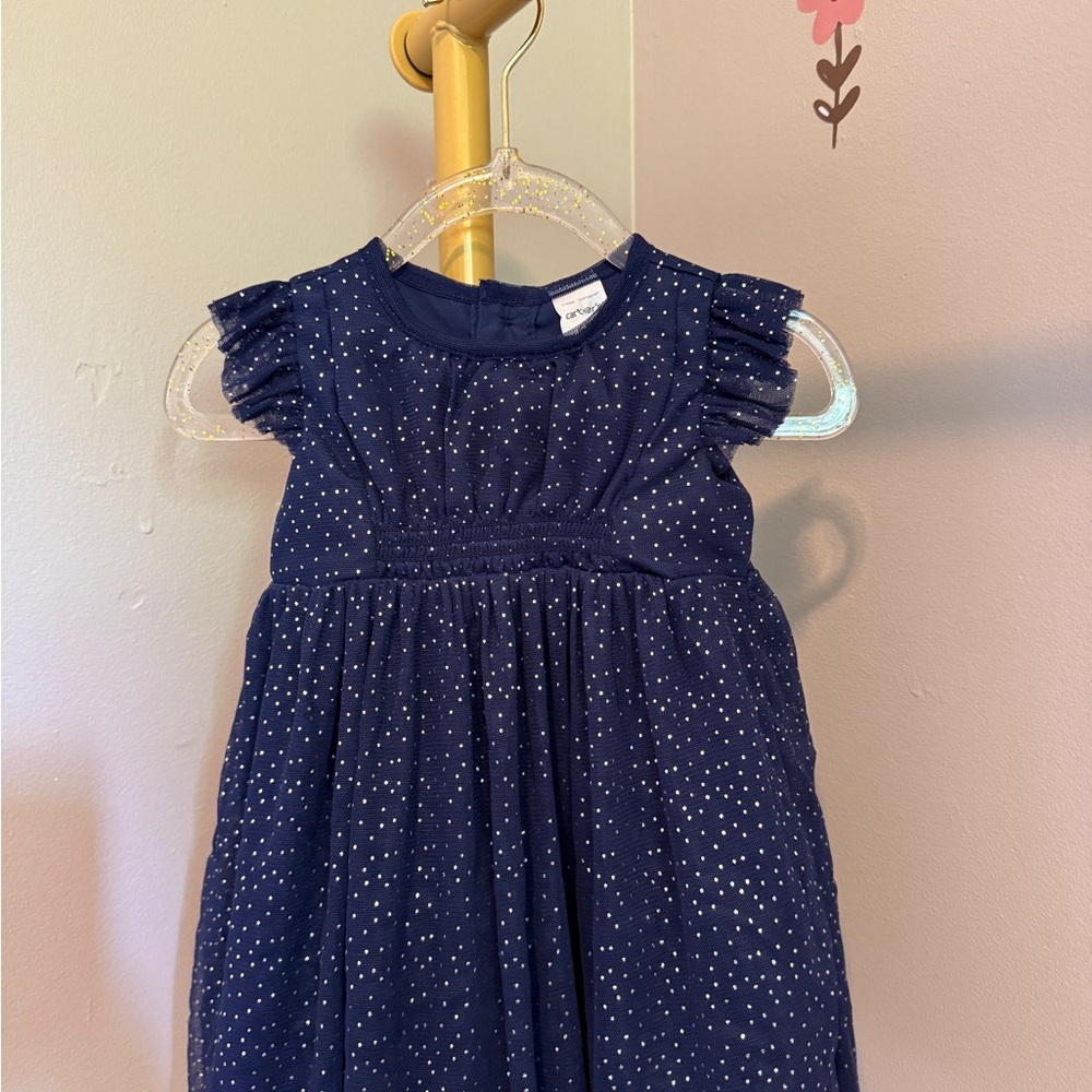 Navy Blue Polka Dot Kids Dress